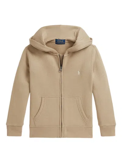Polo Ralph Lauren Kids' Zip-up Hoodie In Brown