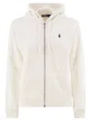 Polo Ralph Lauren Zip-up Hoodie With Exclusive Embroidered Pony In Neutral