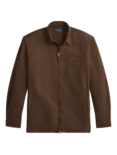 Polo Ralph Lauren Zip-up Long-sleeve Shirt Jacket In Brown