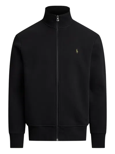 Polo Ralph Lauren Black Cardigan With High Neck And Pony Embroidery On The Front