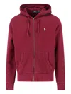 Polo Ralph Lauren Bordeaux Sweatshirt With Drawstring Hood And Pony Embroidery On The Front In Red