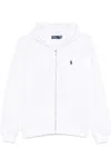 Polo Ralph Lauren Zip-up White Sweater With Classic Hood And Front Pocket In White