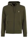 Polo Ralph Lauren Zip-up Sweatshirt With Drawstring Hood And Exclusive Logo In Green