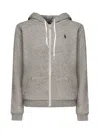 Polo Ralph Lauren Hooded Cotton Sweatshirt Front Pockets In Gray