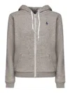 Polo Ralph Lauren Hooded Cotton Sweatshirt Front Pockets In Gray