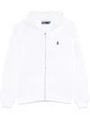 Polo Ralph Lauren Zip-up White Sweater With Classic Hood And Front Pocket
