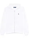 Polo Ralph Lauren Zip-up White Sweater With Classic Hood And Front Pocket In White