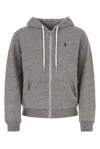 Polo Ralph Lauren Hooded Cotton Sweatshirt Front Pockets In Grey