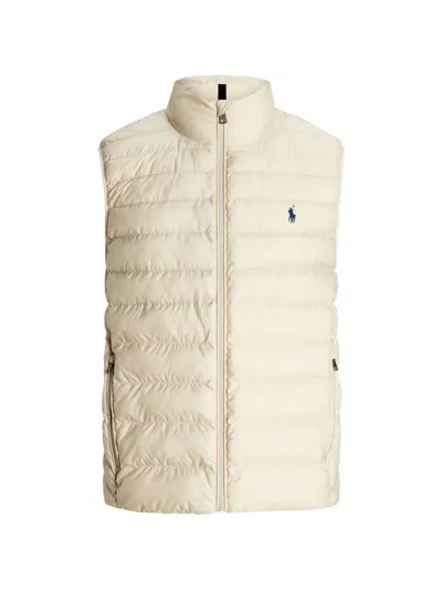 Polo Ralph Lauren Zipped Logo Waistcoat In Neutral