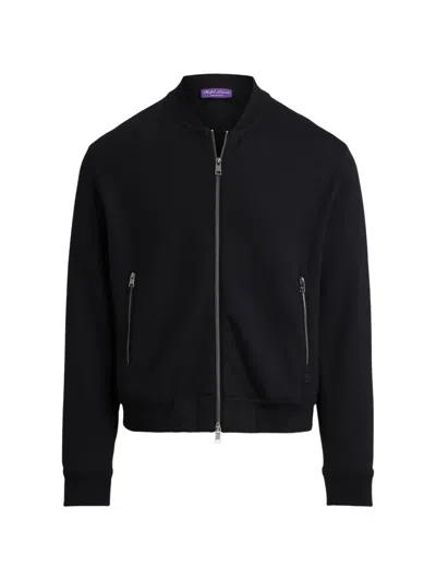 Polo Ralph Lauren Zipped Wool Bomber Jacket In Black