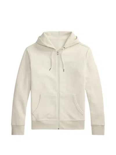 Polo Ralph Lauren Logo-embroidery Zip-up Hoodie In Neutral