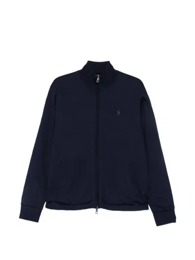 Polo Ralph Lauren Zip-up Embroidered-logo Reversible Jacket In Blue