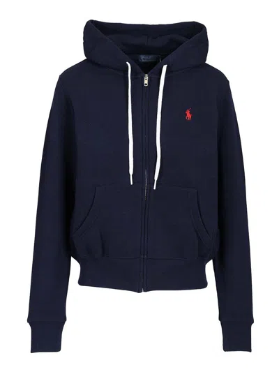 Polo Ralph Lauren Zip-up Hoodie In Blue