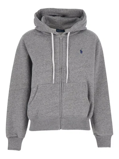 Polo Ralph Lauren Logo Hooded Jacket In Gray
