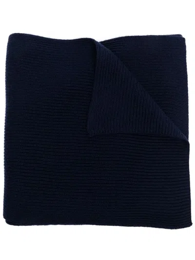 Polo Ralph Lauren Textured Knit Scarf In Rich Black Wool
