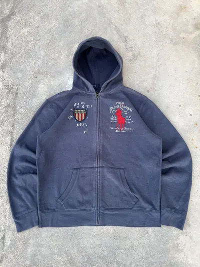 Pre-owned Polo Ralph Lauren T Big Pony Zip Up Hoodie In Blue