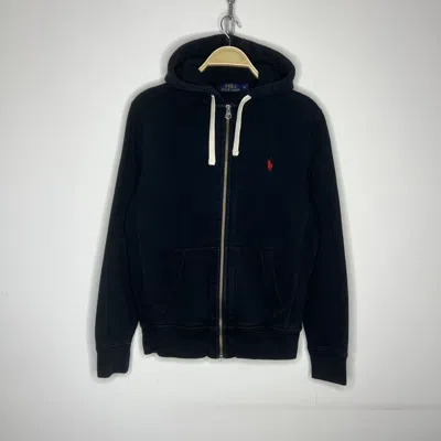 Pre-owned Polo Ralph Lauren T Black Zip Up Hoodie Sweatshirt Pony Logo