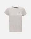 Polo Ralph Lauren Crew Neck Heathered Logo Cotton T-shirt In Grey
