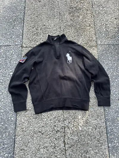 Pre-owned Polo Ralph Lauren T Hafl Zip Sweatshirt Big Pony In Black