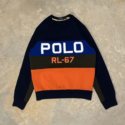 Pre-owned Polo Ralph Lauren T Rl-67 Colorblock Striped Crewneck In Multi
