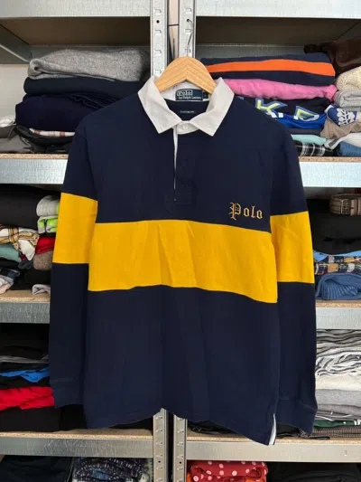 Pre-owned Polo Ralph Lauren T Rugby Logo Polo Long Sleeve Sweatshirt Y2k In Blue