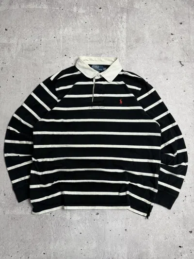 Pre-owned Polo Ralph Lauren T Striped Rugby Sweatshirt In Black