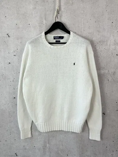 Pre-owned Polo Ralph Lauren T White Knit Oversized Sweater
