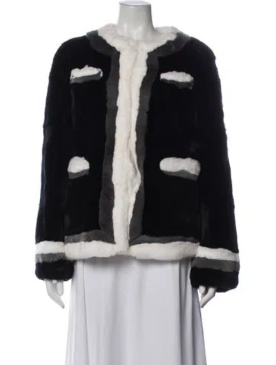 Pre-owned Pologeorgis Colorblock Pattern Faux Fur Jacket In Multi
