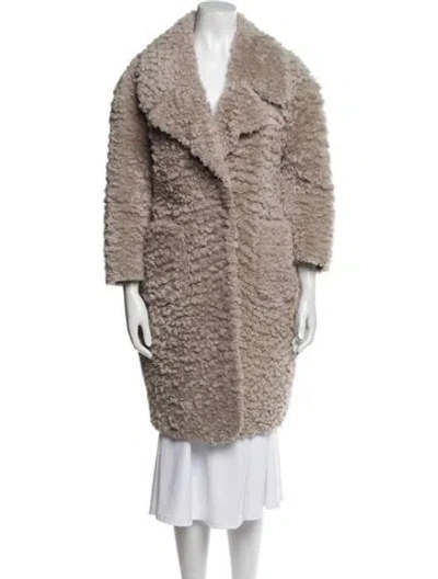 Pre-owned Pologeorgis Faux Fur Coat In Neutral