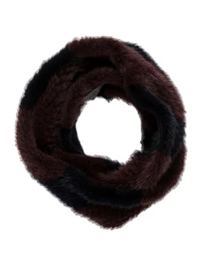 Pre-owned Pologeorgis Faux Fur Scarf In Blue/burgundy