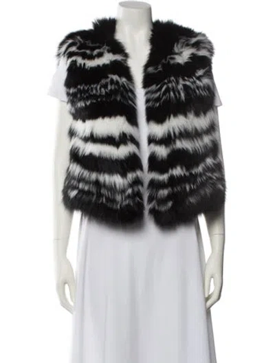 Pre-owned Pologeorgis Faux Fur Striped Fur Jacket In Black