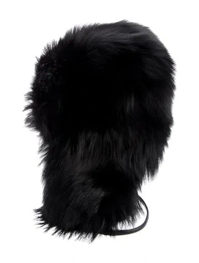Pre-owned Pologeorgis Fox Fur Winter Hat In Black
