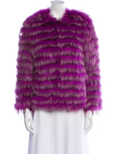 Pre-owned Pologeorgis Fox Striped Fur Jacket In Purple