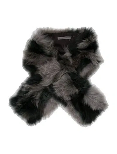 Pre-owned Pologeorgis Fur Animal Print Scarf In Green