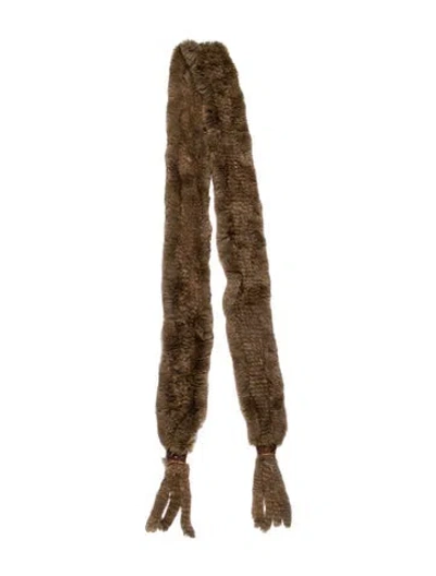 Pre-owned Pologeorgis Fur Printed Scarf In Neutral
