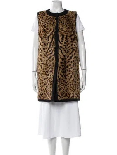 Pre-owned Pologeorgis Goat Fur Animal Print Faux Fur Coat In Black