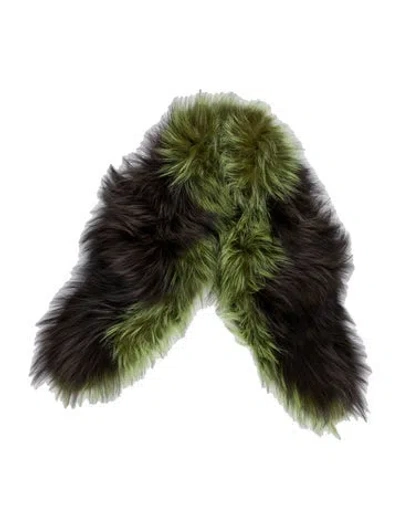 Pre-owned Pologeorgis Gray Fox Scarf In Green