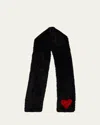 Pologeorgis Heart Lamb Shearling Scarf In Black Merlot