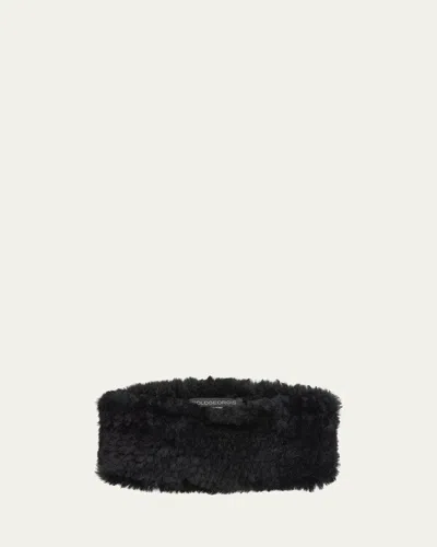 Pologeorgis Knitted Dyed Shearling Headband In Black
