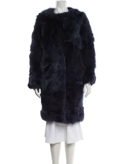 Pre-owned Pologeorgis Lamb Fur Faux Fur Coat In Blue