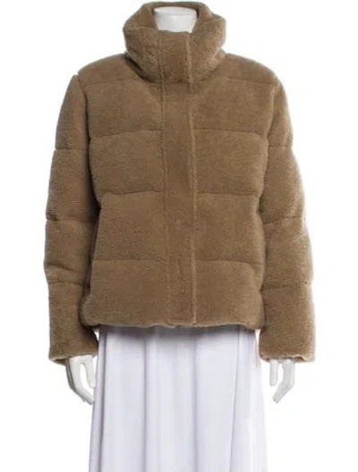 Pre-owned Pologeorgis Lamb Leather Down Jacket In Brown