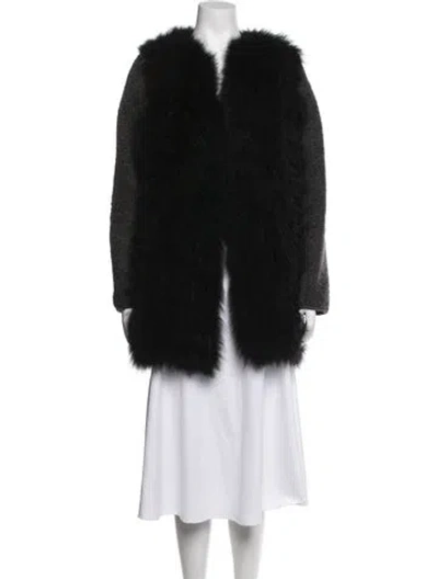 Pre-owned Pologeorgis Lamb Leather Fur Coat In Black