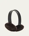 Pologeorgis Lamb Shearling Fur & Leather Earmuffs In Chocolate