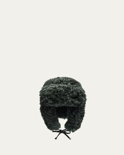 Pologeorgis Men's Curly Shearling Trapper Hat In Green