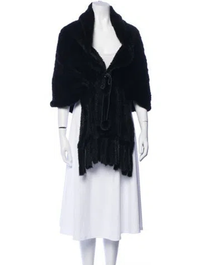 Pre-owned Pologeorgis Mink Mock Neck Sweater In Black