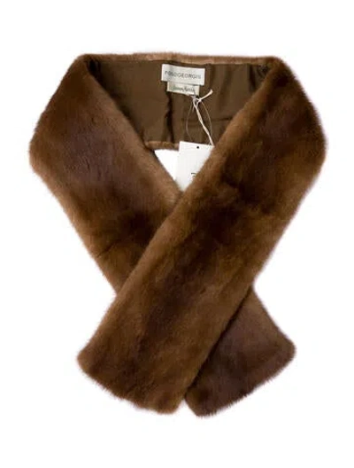 Pre-owned Pologeorgis Mink Scarf In Brown