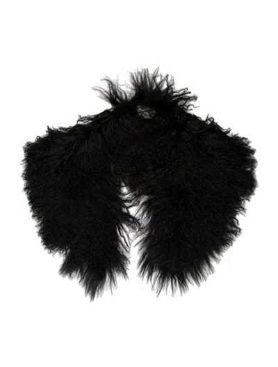 Pre-owned Pologeorgis Persian Lamb Scarf In Black
