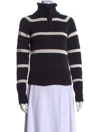 Pre-owned Pologeorgis Striped Turtleneck Sweater In Black