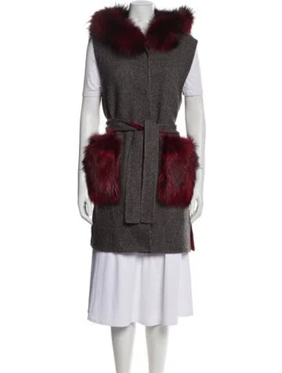 Pre-owned Pologeorgis Wool Colorblock Pattern Fur Coat In Multi
