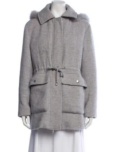 Pre-owned Pologeorgis Wool Tweed Pattern Parka In Neutrals